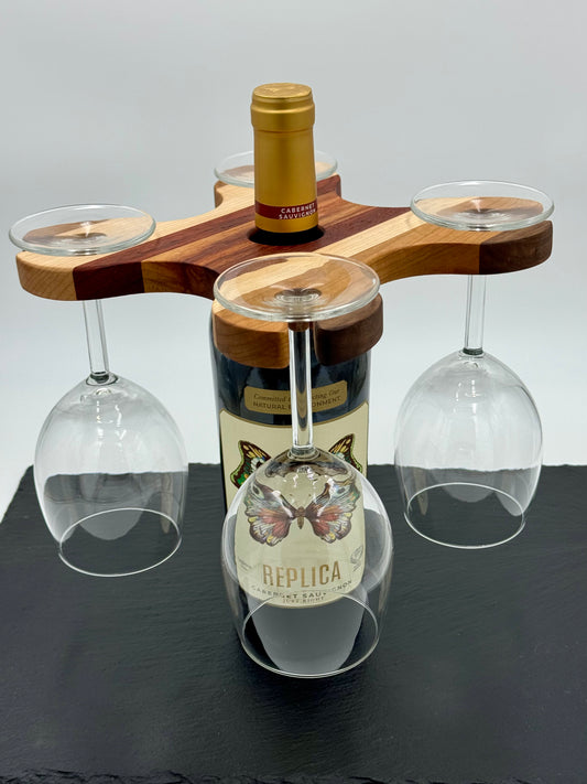 Four Glass Hardwood Wine Caddy